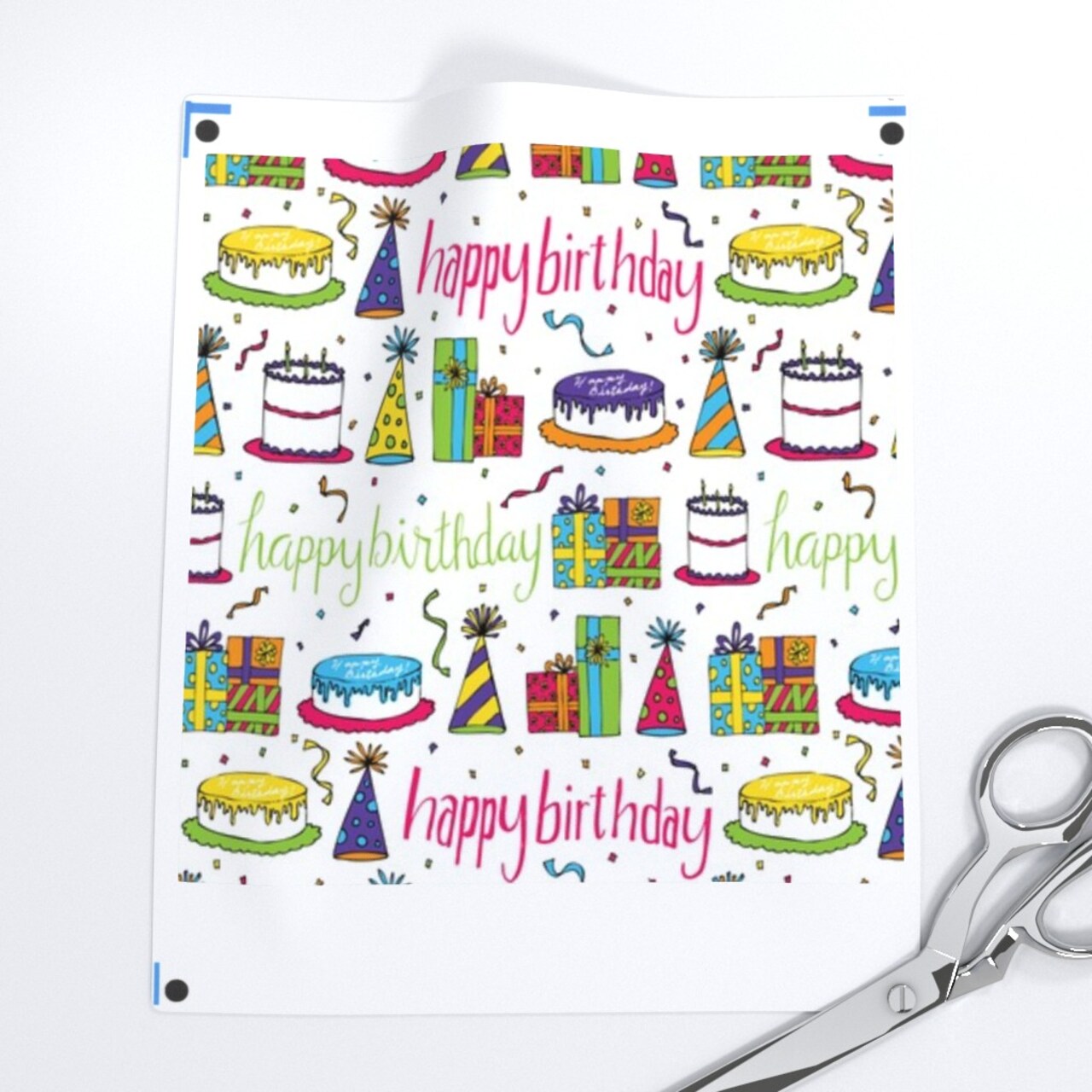 Birthday Cake Presents Party Balloon Custom Printed Fabric by Spoonflower Various Fabrics by the Yard or Fat Quarter